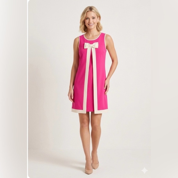 CeCe Dresses & Skirts - CeCe Hot Pink‎ with white bow Dress size 4
